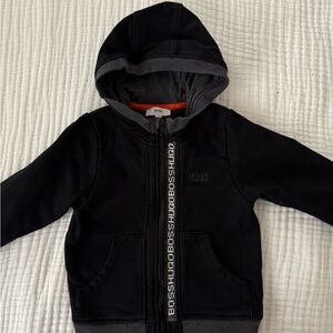 Boss Kids Dark Hoodie with Logo Detail